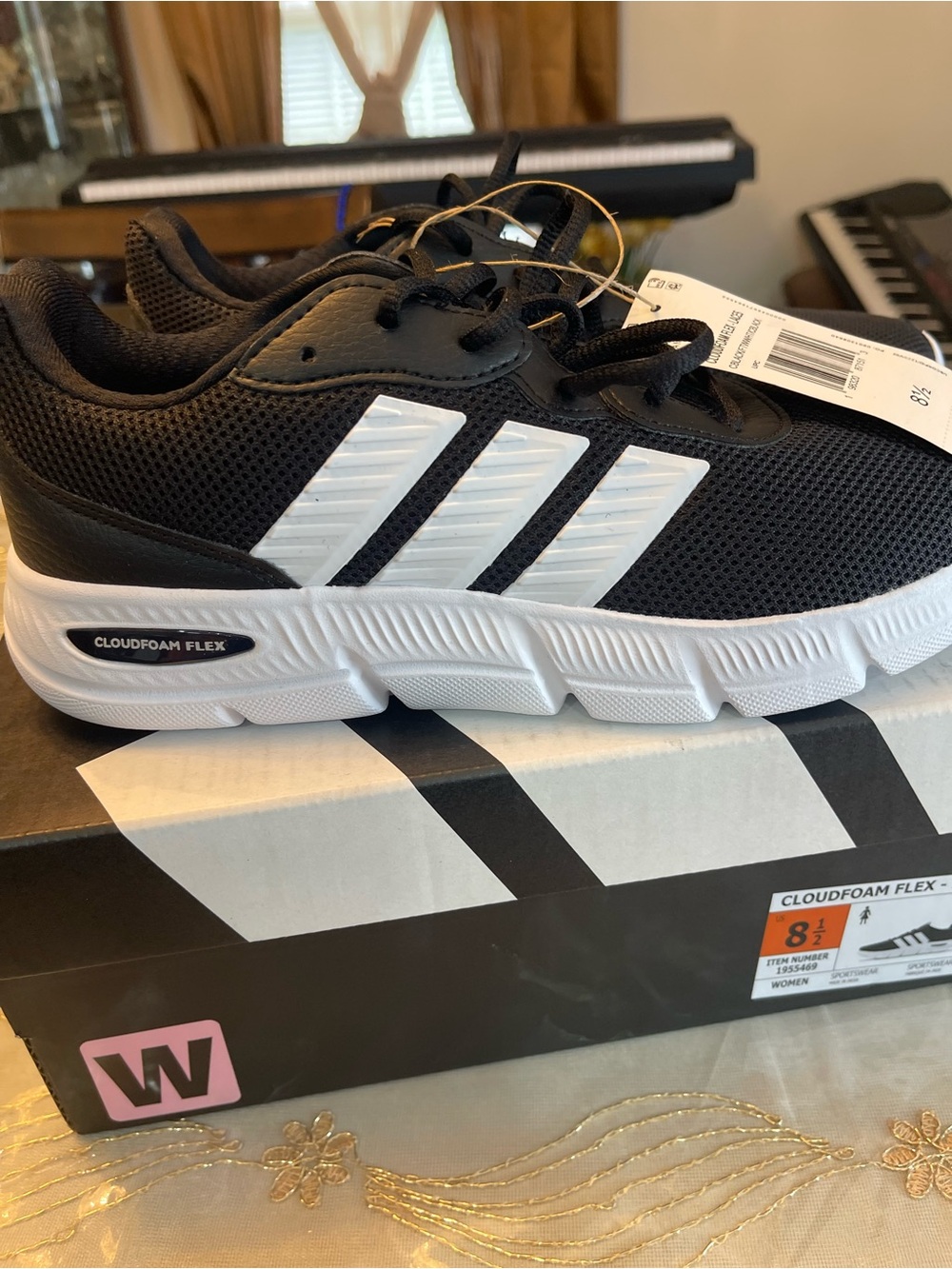adidas Black and White Women's Cloudfoam Flex Sneakers